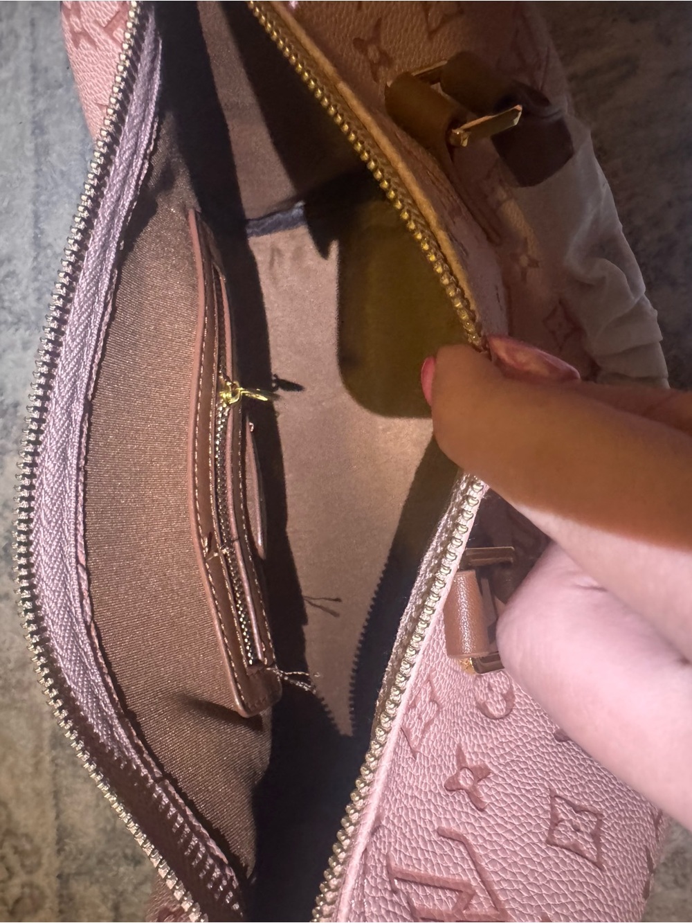 INSPIRED Blush Pink Monogram Tote with Brown Trim - Picture 6 of 10